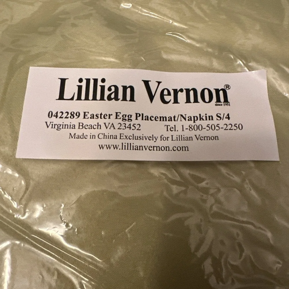 Lillian Vernon 042289 Easter Egg Placemat And‎ Napkin Set 4 Each New In Package
